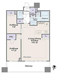 パークタワー勝どきサウス 2LDKの間取図画像