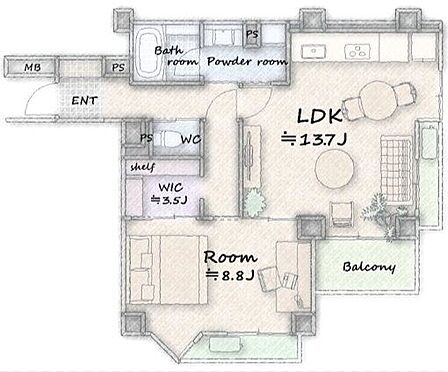 1LDK 間取り