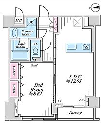 ヴェルティ中野 1LDKの間取図画像