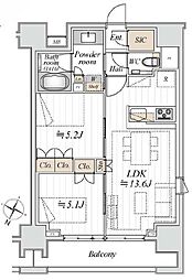 クレヴィア新宿若松町 2LDKの間取図画像