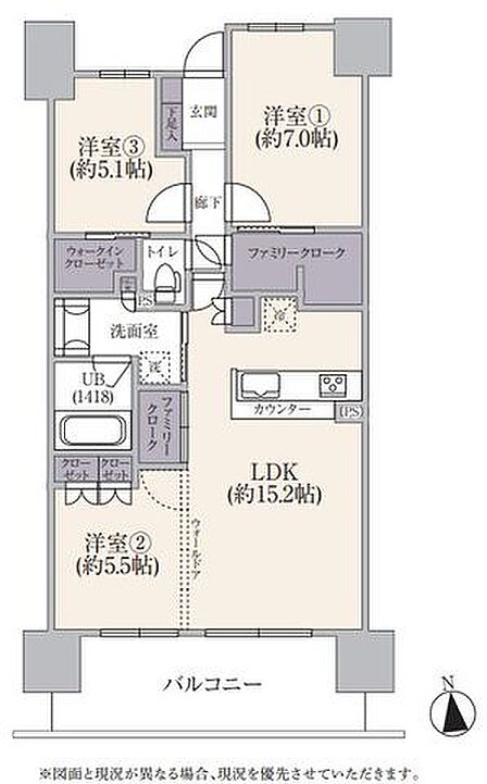 5階部分、リフォーム済みの3LDK。全居室5.0帖超え+各お部屋にWICなど豊富な収納付きです。