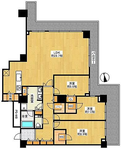 間取り WコンフォートタワーズWEST 44階/4409