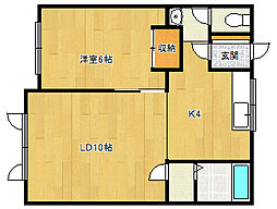 K&KコーポラスB 1LDKの間取図画像