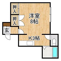 ビューハイツ古田 1Kの間取図画像