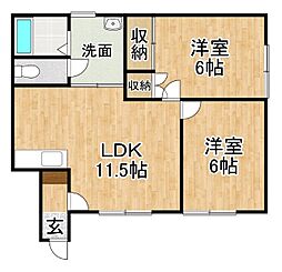 コーポイシグロ本通り 2LDKの間取図画像