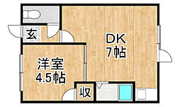 伊藤マンション2 1DKの間取図画像