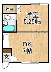 トカプ公園通 1DKの間取図画像