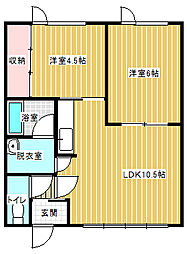 飛田ハイツA 3LDKの間取図画像