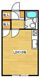 シャンポール中田 1階ワンルームの間取り