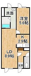 NCウイング緑陽台 1LDKの間取図画像
