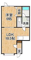 クリエイト1 1LDKの間取図画像