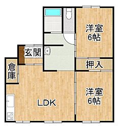 ビレッジハウス大成2 2LDKの間取図画像