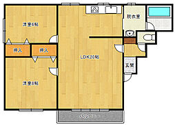 ウエスト蔵 2LDKの間取図画像