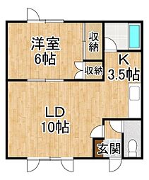 メゾンドール西町 1LDKの間取図画像