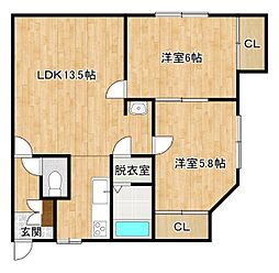 ライトハウスパート2 2LDKの間取図画像