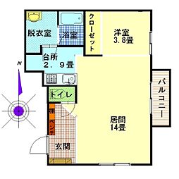アビタプレイス 1LDKの間取図画像