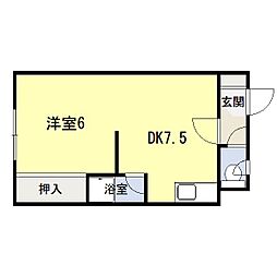 三浦ハイツ 1DKの間取図画像