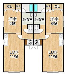 光陽MS中札内B棟 1LDKの間取図画像