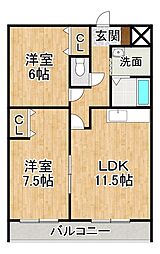 エスペランザ173 2LDKの間取図画像