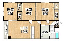 エクセル 3LDKの間取図画像