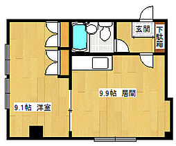 フジモトビル 1LDKの間取図画像
