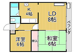 コーポよこやま 2LDKの間取図画像