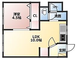 サンハイツ 1LDKの間取図画像
