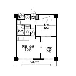 帯広マンション第1 2LDKの間取図画像
