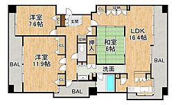 パシフィック西6条プライム 3LDKの間取図画像