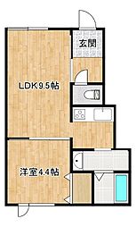 メゾンウエスト19 1LDKの間取図画像