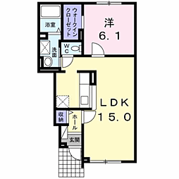 ベルエールRI 1LDKの間取図画像