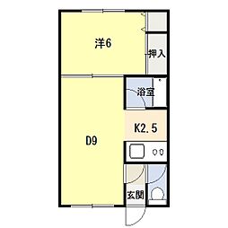 エスレイア西町 1DKの間取図画像