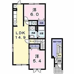 オビイーズ 2LDKの間取図画像