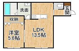 仮称)西13条南11丁目MS 1LDKの間取図画像