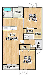 neige428 2LDKの間取図画像