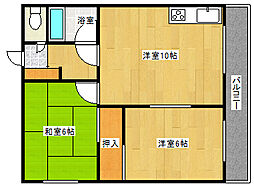 コーポ緑和 2LDKの間取図画像