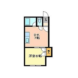 グランディール19 1DKの間取図画像