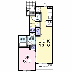 テー.オーブ 1LDKの間取図画像