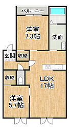 シャンテ1228 2LDKの間取図画像