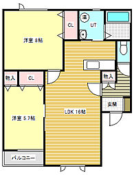 イーストガーデン2 2LDKの間取図画像