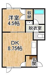 ノースデュオ 1DKの間取図画像