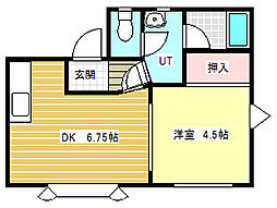 シェル・メゾンA 1DKの間取図画像