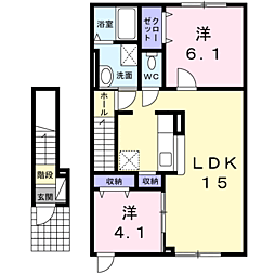フランコリーヌ 2LDKの間取図画像