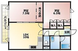 リバーハイツ 2LDKの間取図画像