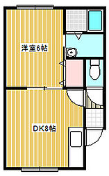 リバーサイド1 1DKの間取図画像