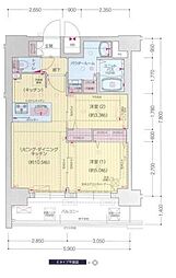 プレサンス太閤通ファシール 9階2LDKの間取り