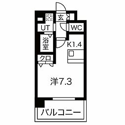 プレサンス名古屋城前ラバンカ ワンルームの間取図画像