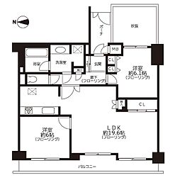 イトーピア夙川結善町 2LDKの間取図画像