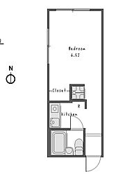 東京メトロ有楽町線 飯田橋駅 徒歩20分の賃貸アパート 2階1Kの間取り