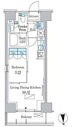JR総武線 大久保駅 徒歩6分の賃貸マンション 3階1LDKの間取り